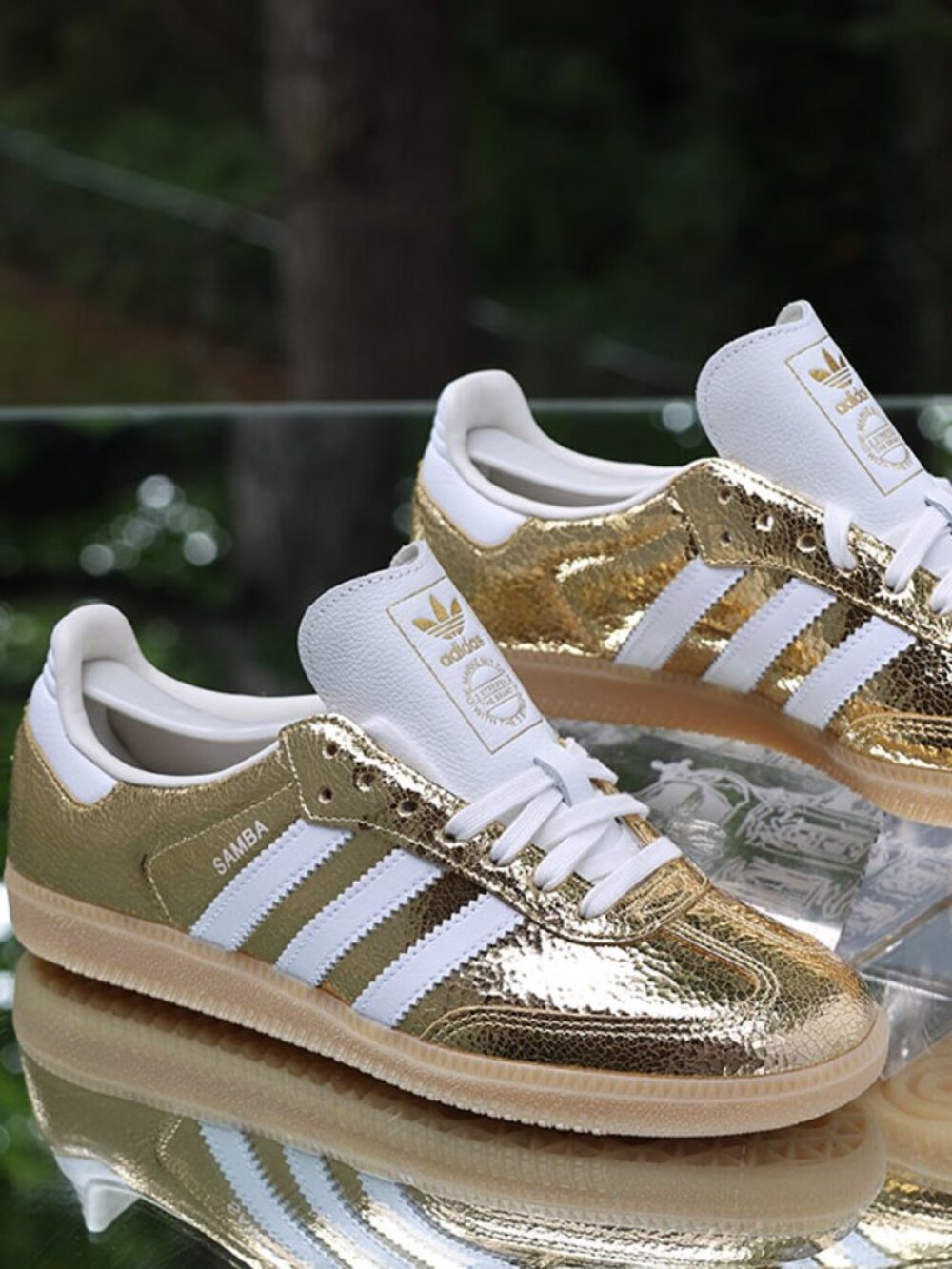 Adidas Samba OG Gold Metallic Cracked Leather - Picture 11 of 13